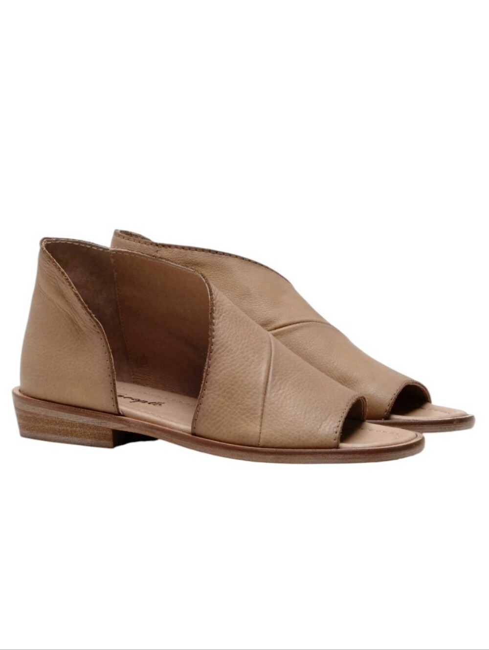 Free People Mont Blanc Artisan Leather Sandals Dove Grey Peep Toe Cutout Size 7